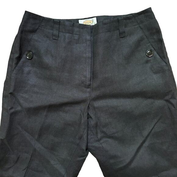 VTG TALBOTS 100% Irish Linen Straight Leg Trouser Pants in Black SZ 4 - Picture 2 of 9